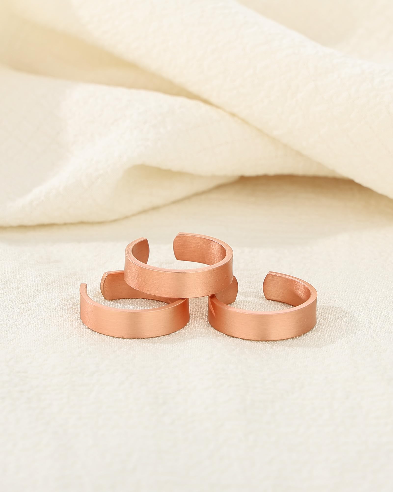 BioMag Juego de 3 anillos de cobre hechos a mano, 100 % cobre puro sin tratar, anillos de meditación, juego de anillos de artesanía tibetana (vintage)