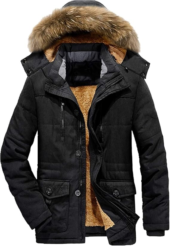 Men's cotton padded jacket with medium length and large size Amazon