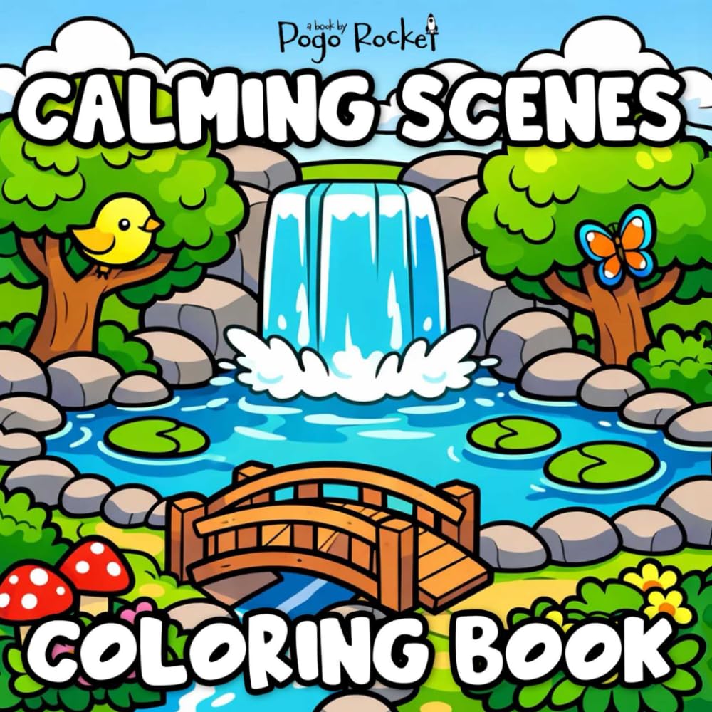 Calming Scenes Colouring Book: Bold and Easy Relaxing Landscapes for Stress Relief, Mindfulness and Creative Calm for all ages