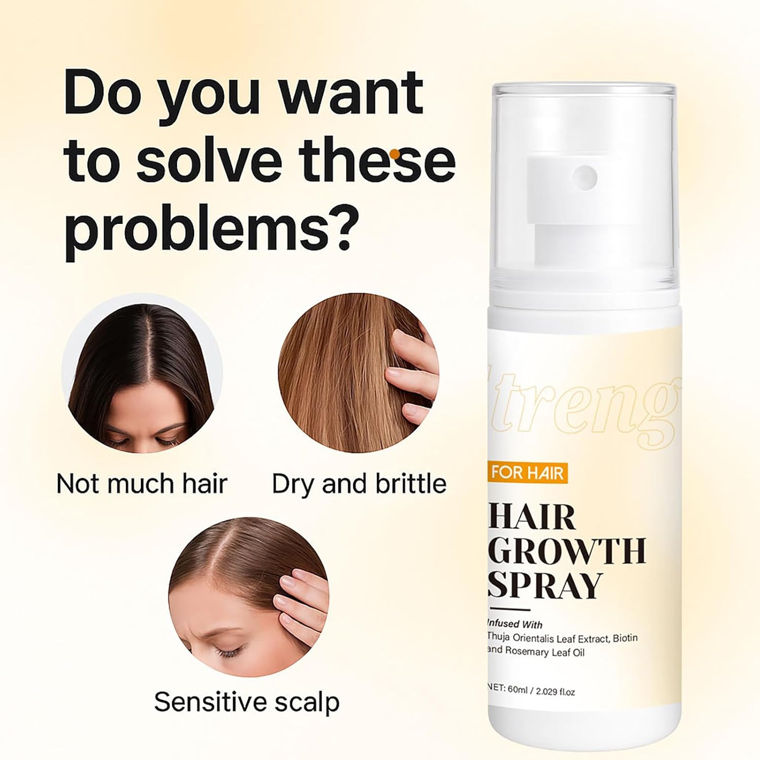 Rosemary Essential Oil and Biotin Hair Growth Spray - Promotes Hair Growth, Reduces Breakage, Helps Prevent Thinning & Loss, Repairs Damage, Non-Greasy Formula for Scalp, 60ml Bottle - Image 3