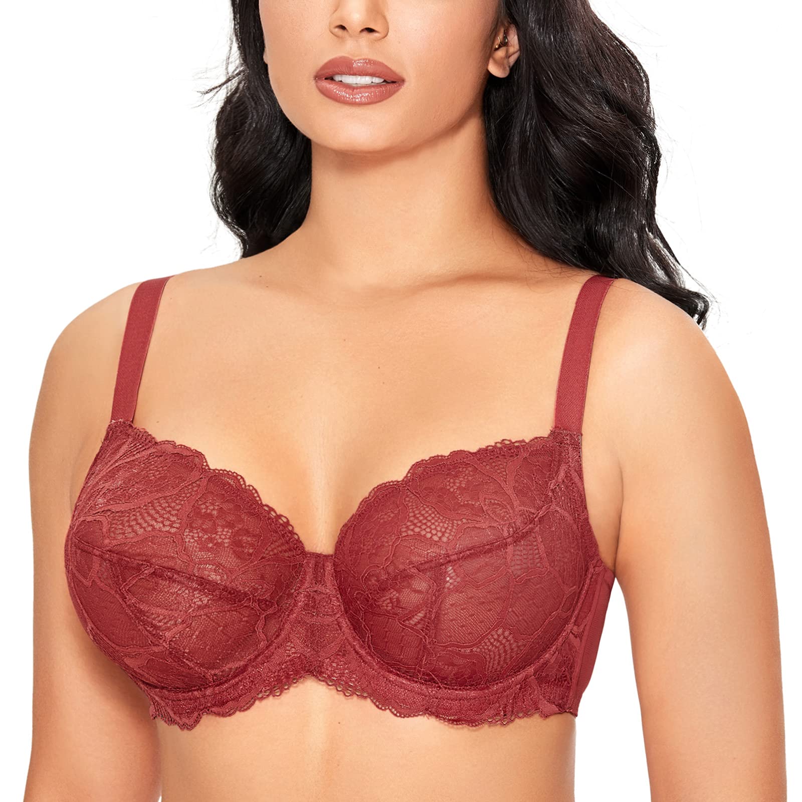 DOBREVA Women's Minimizer Lace Bra with Underwire