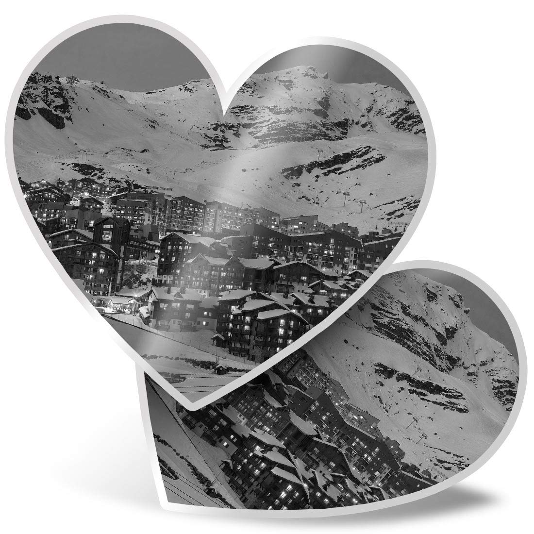Destination Vinyl Ltd Multi 2 X 7.5Cm Heart Stickers - Val Thorens France Travel Ski Skiing Decals 43703