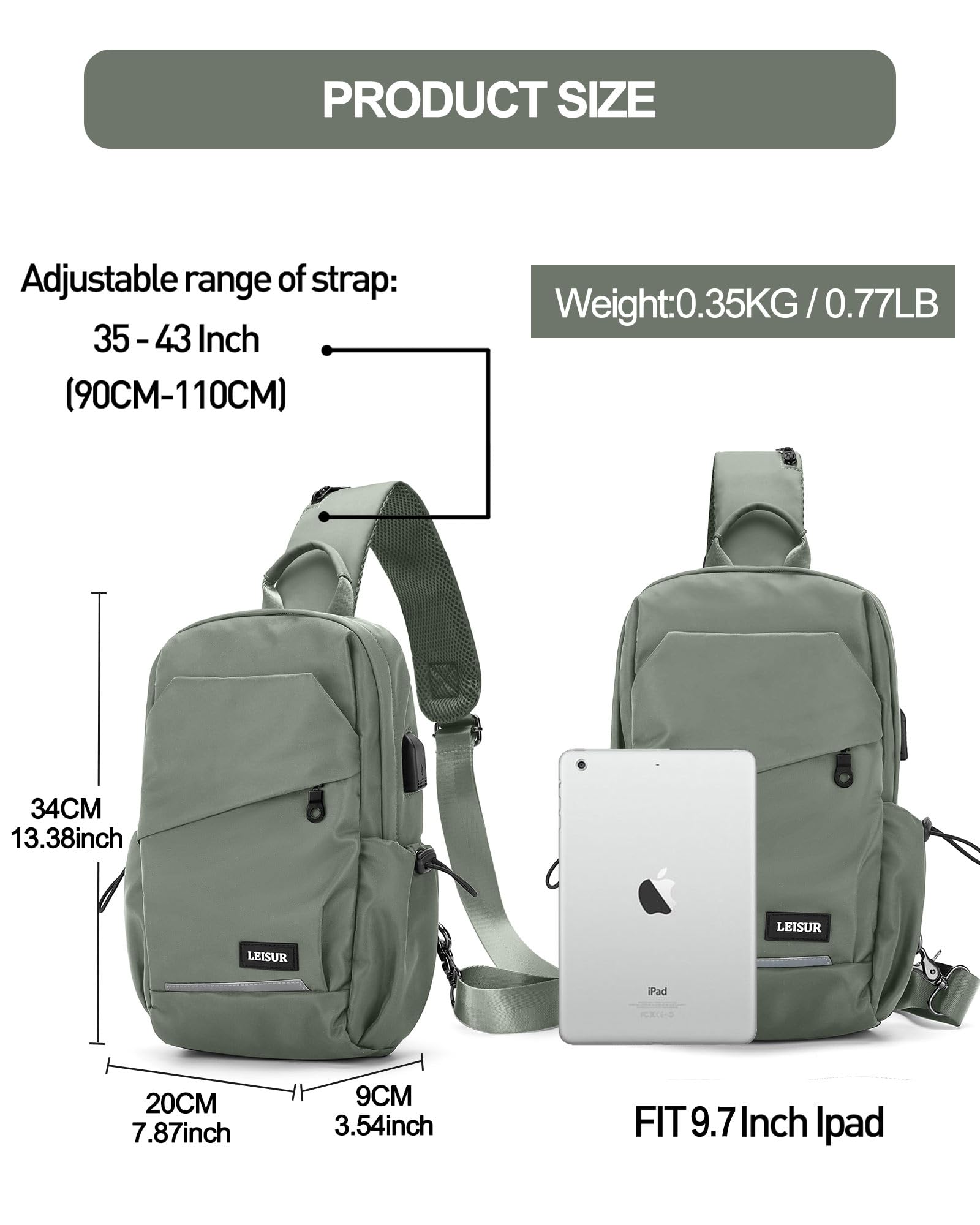 SEAFEW Sling Tactical Backpacks, A0-green, Sling Backpacks - Image 4