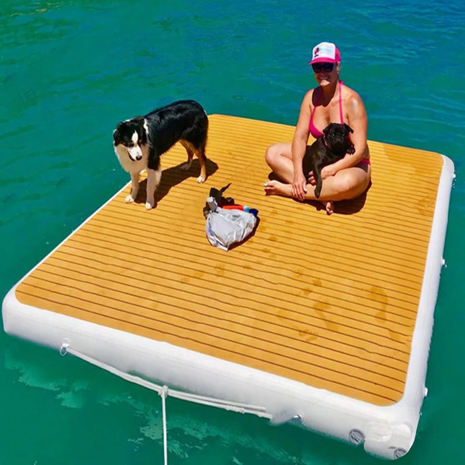 Floating Dock Platform, Inflatable Dock Island Raft Water Dock Pad for Swimming Pool Lake Beach Ocean,3 * 3m/9.8 * 9.8ft