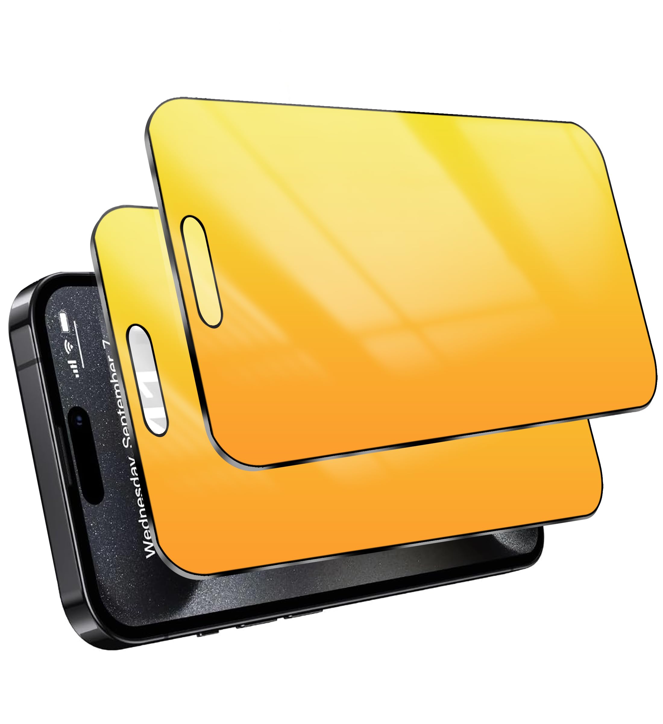 Privacy Screen Protector for iPhone 14 Pro and for iPhone 15 Anti Spy Tempered Glass Gradient colorful 25 Degree 2 PACK Full Coverage with Installation Alignment Frame (Gold 6.1 inch)