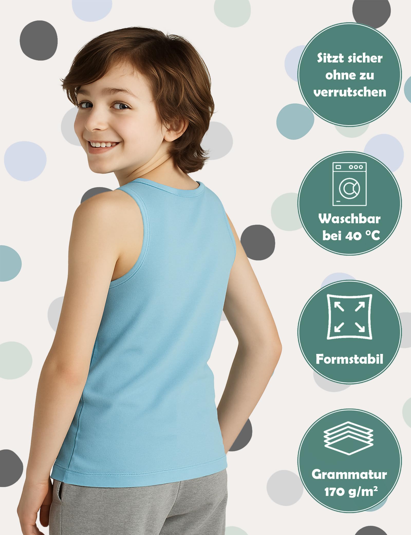 ALPIDEX Jungen Unterhemd 5er Set 100% Baumwolle Tank Top Trägertop Bequeme Classic Achselhemden Ärmellose Kinder Unterhemden