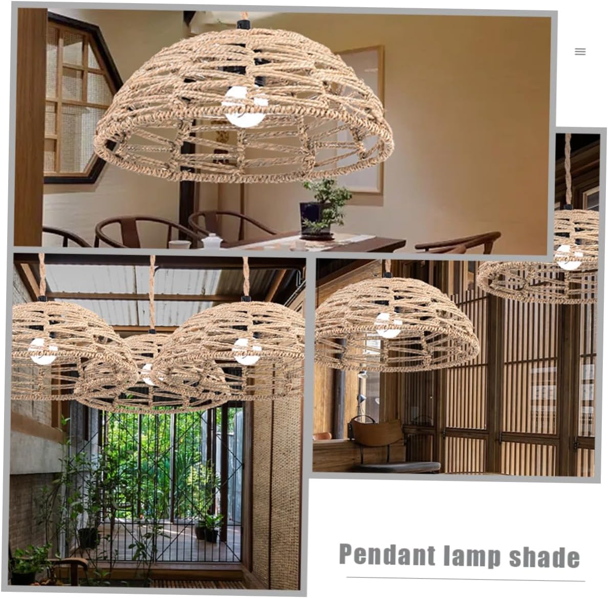 STOBOK Replacement Woven Chandelier Lampshade Durable Straw Rope Ceiling Light Fixture Stylish Pendant Shade for Restaurants Bars and Homestays Unique Design for Cozy Atmosphere