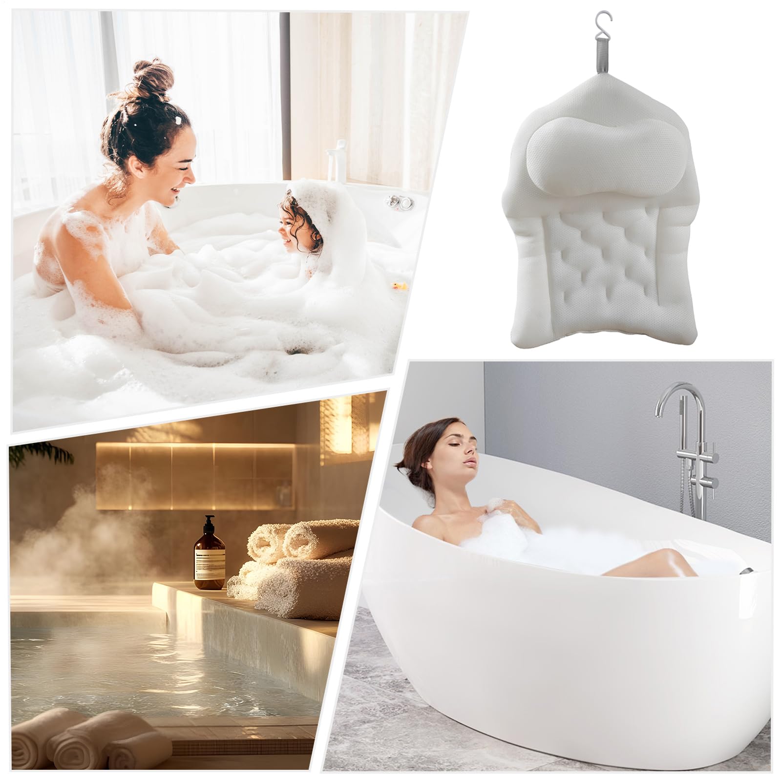 Cuscino Da Bagno Cuscino Poggiatesta Doccia Con Ventose | Supporto Collo Vasca Da Bagno 4D Ideale Per Doccia, Bagno, Casa, Appartamento, Piscina All'Aperto, Spa, Campeggio, Donna E