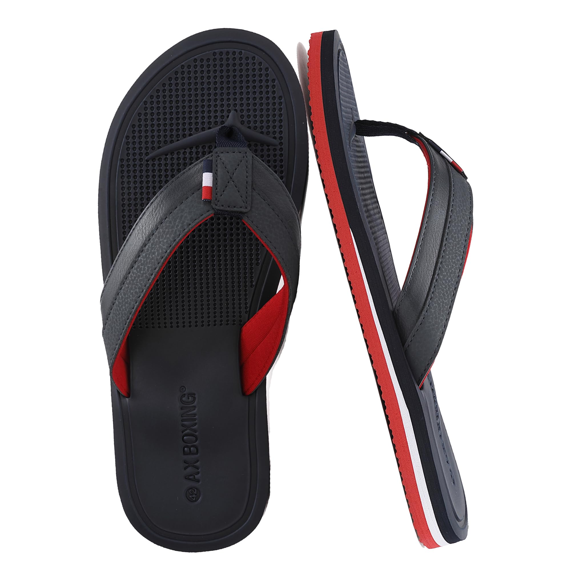 AX BOXING Flip Flops Herren Zehentrenner Rutschfest Leder Badelatschen Sandalen Beach Pool 41-46 EU