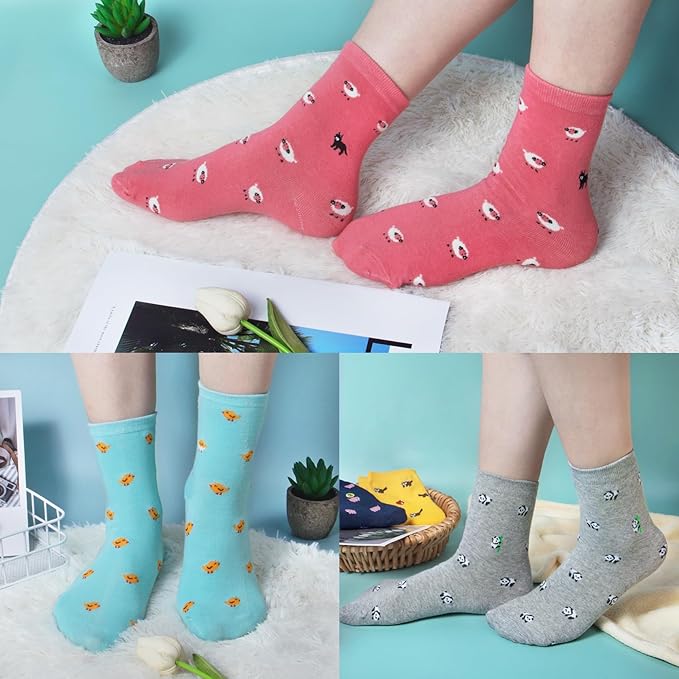 Chalier 5 Pares Calcetines Animales Mujer Algodón Divertidos miniatura 2