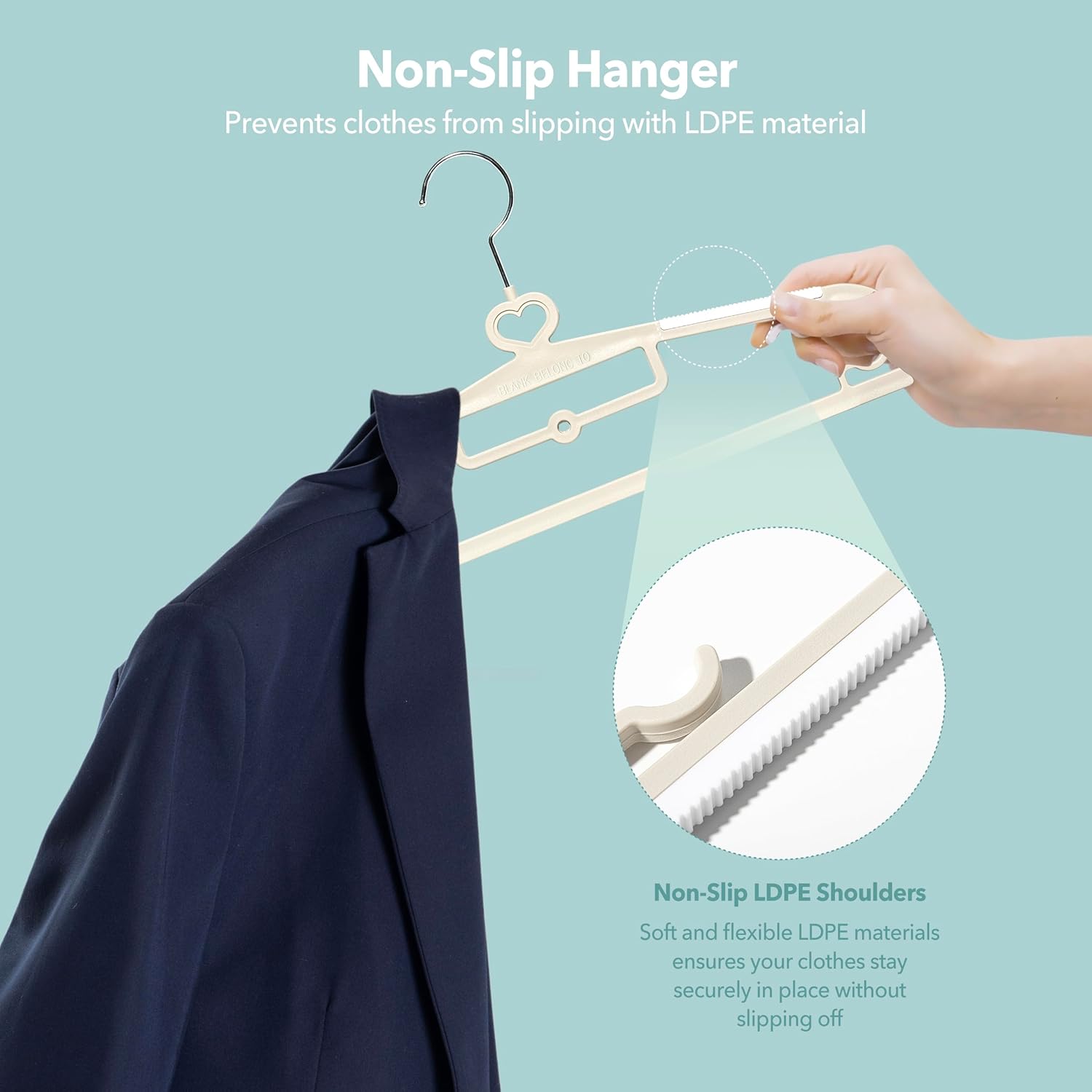 Plastic Hangers 50 Pack Heavy Duty Non-Slip 360° Swivel Hook Space-Saving Closet Organizer
