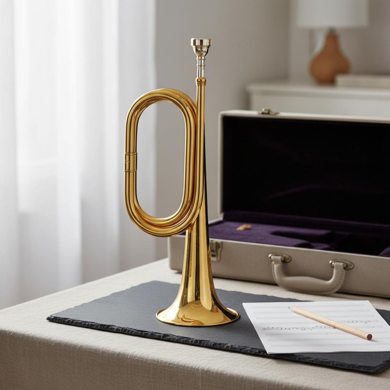 Tromba da Segnali Suono Potente Strumento a Fiato Militare Design Classico Strumento a Fiato in Ottone per Principianti, Studenti, Lezioni di Musica, Grande, Easy-blow Mp