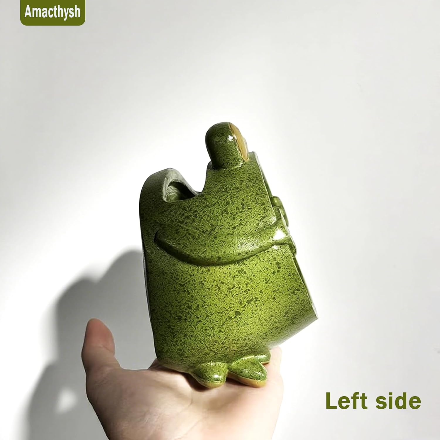 Amacthysh Cell Phone Stand with Sound Amplifier,Frog Amplifying Phone Speaker, Ceramic Desktop Cell Phone Speaker Holder,Green Loudspeaker Mini Megaphone Smartphone Stand Decor