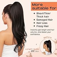 Vista 5 de SEIKEA Extensión versátil de cola de caballo con cordón, 26 pulgadas de largo, ondulado, con clip de varias capas, extensiones de cabello de cola