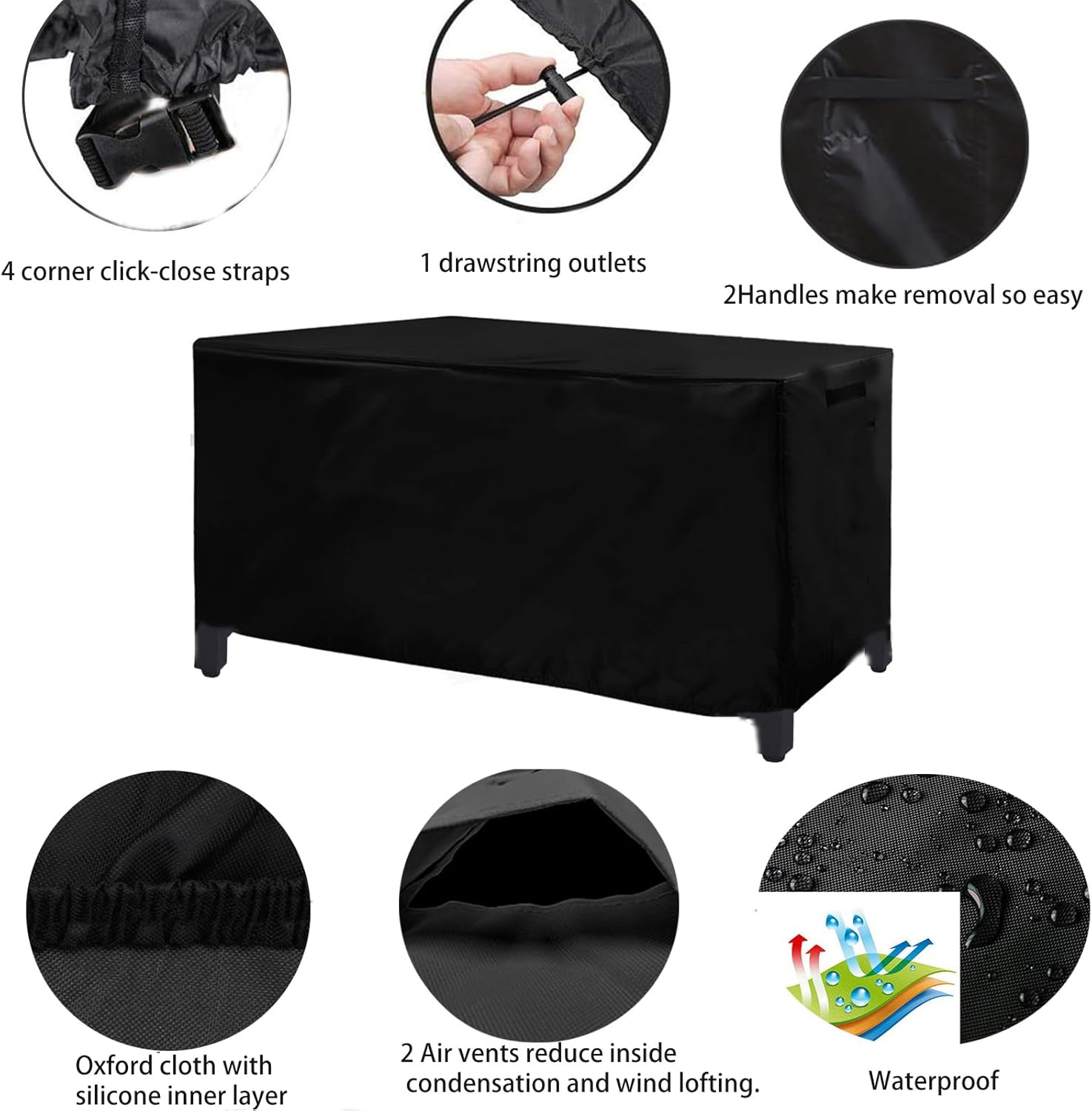 Fire Pit Cover-43"L x 22"W x 25"H,Waterproof Patio Outdoor Cover,600D Heavy Duty Fabric with PVC Coating,Weather Resistant,Fit for Table Propane Gas Firepit