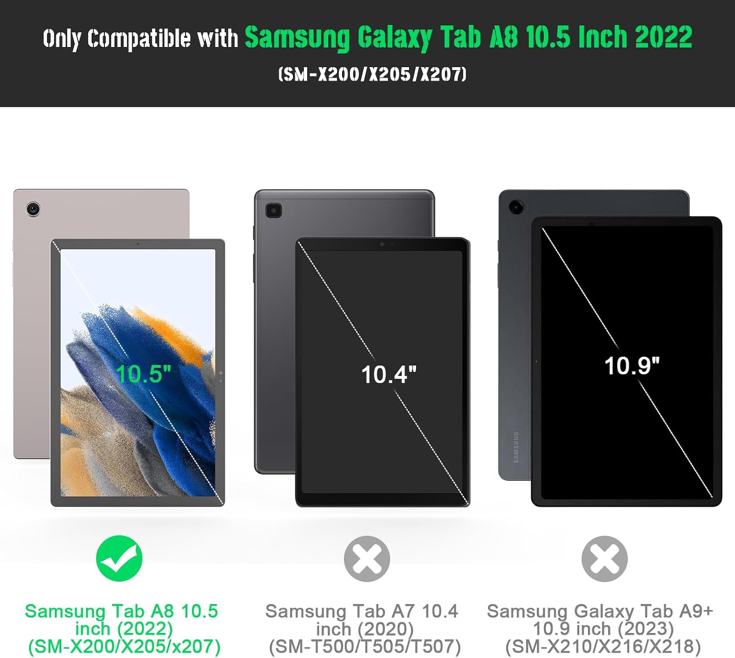 Galaxy Tab A8 10.5 Case with Kickstand, Hybrid Shockproof Rugged Cover for Samsung A8 Tablet Case 10.5 Inch (SM-X200/X205/X207), Purple+Green image 2