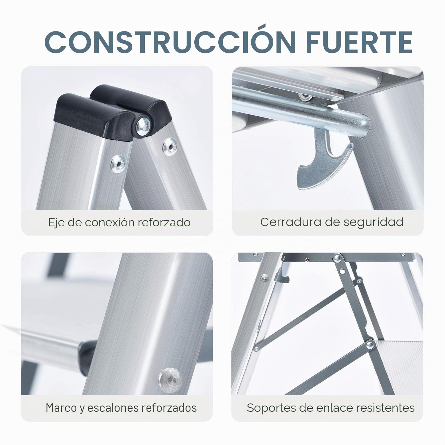 KINGRACK Escalera Plegable, Escalera de casa, Escalera de Aluminio, Escala de 3 escalones, Capacidad de Carga hasta 200 Libras, Aluminio