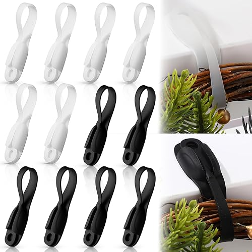 Miniatura 35 de 12 piezas de guirnalda de Navidad para manto de cuerda, organizador de cables para electrodomésticos, organizador autoadhesivo de silicona adhesiva