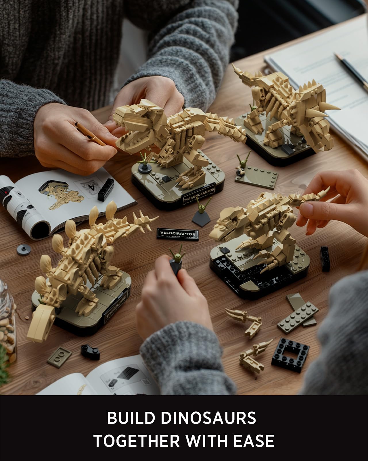 Nifeliz 4 Small -Maquettes Fossiles de Dinosaures Kit de Construction Squelette pour Adultes, Modèles de décoration de Bureau, Idéal pour Les Amateurs (1 101 Pièces, NF10360) - 4