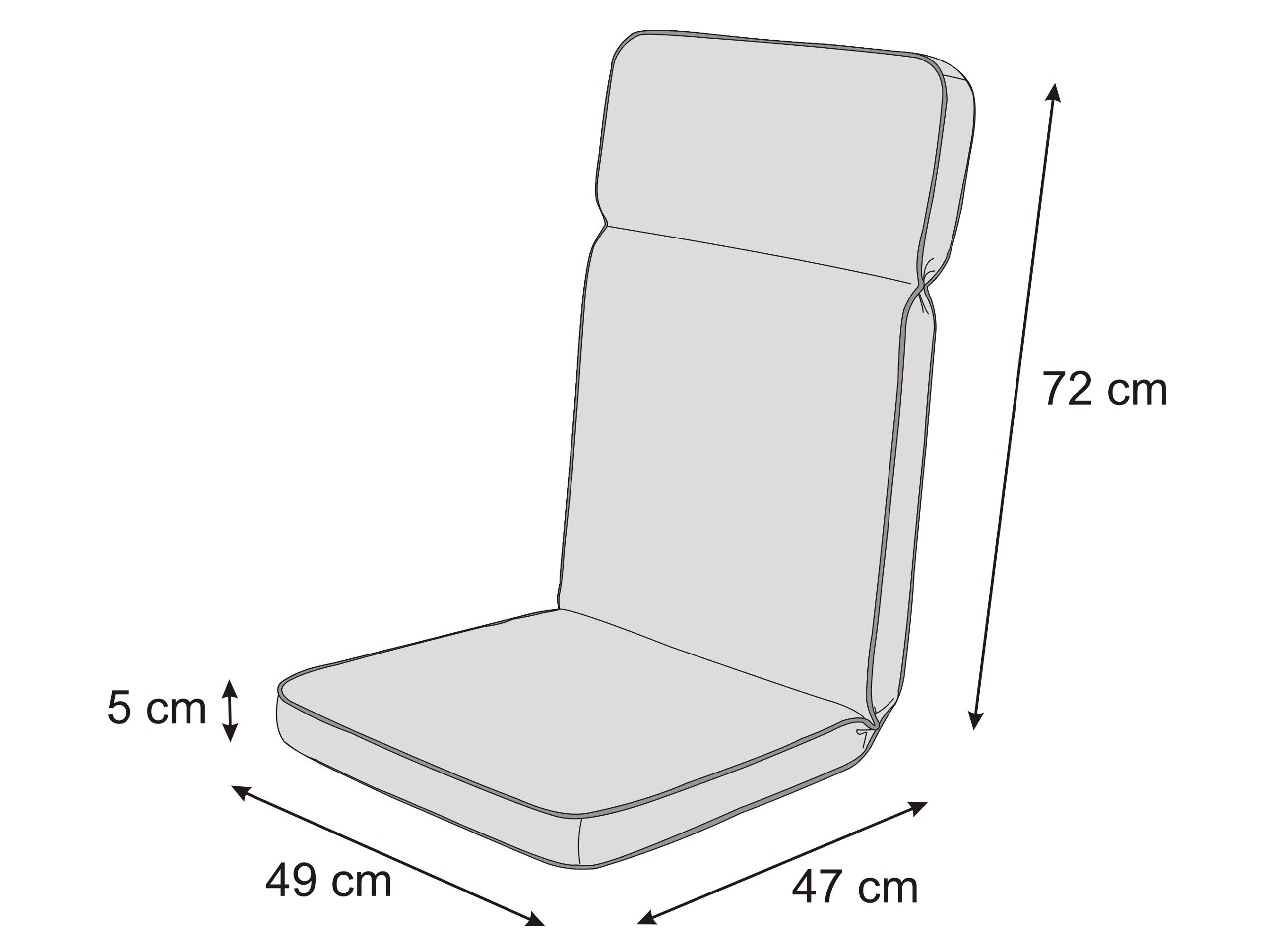 Cuscino per sedia da giardino con schienale alto, 119 x 49 x 5 cm, comodo cuscino da giardino, cuscino da giardino, cuscino per sedia da giardino, colore nero