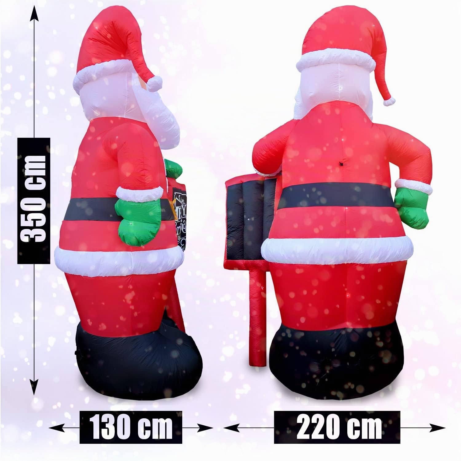 TRONJE Père Noël Gonflable 300cm - LED illuminé Santa Claus XXL Figure de Saint-Nicolas décoration de Noël IP44 extérieur