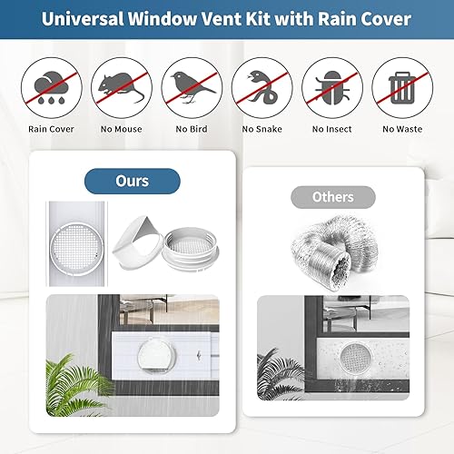 Miniatura 3 de Yipoch - Kit de ventilación portátil para ventana de aire acondicionado que incluye manguera de escape de 6.6 ft de 5.9 pulgadas, cubierta