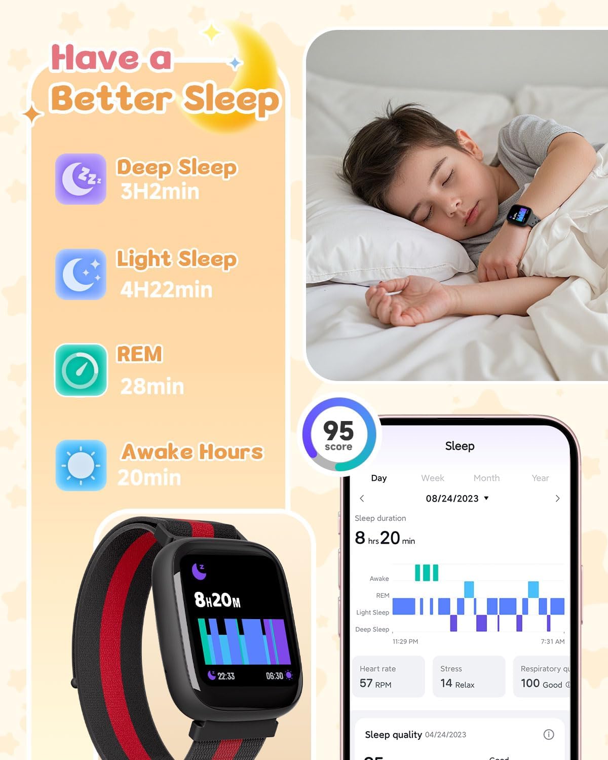 Smart Watch for Kids No Phone No APP Needed, 1.83" Fitness Tracker Watch with Pedometer, Step Counter， Heart Rate/Sleep Monitor, IP68 Waterproof, Puzzle Games for Boys Teens 5-12, Nylon