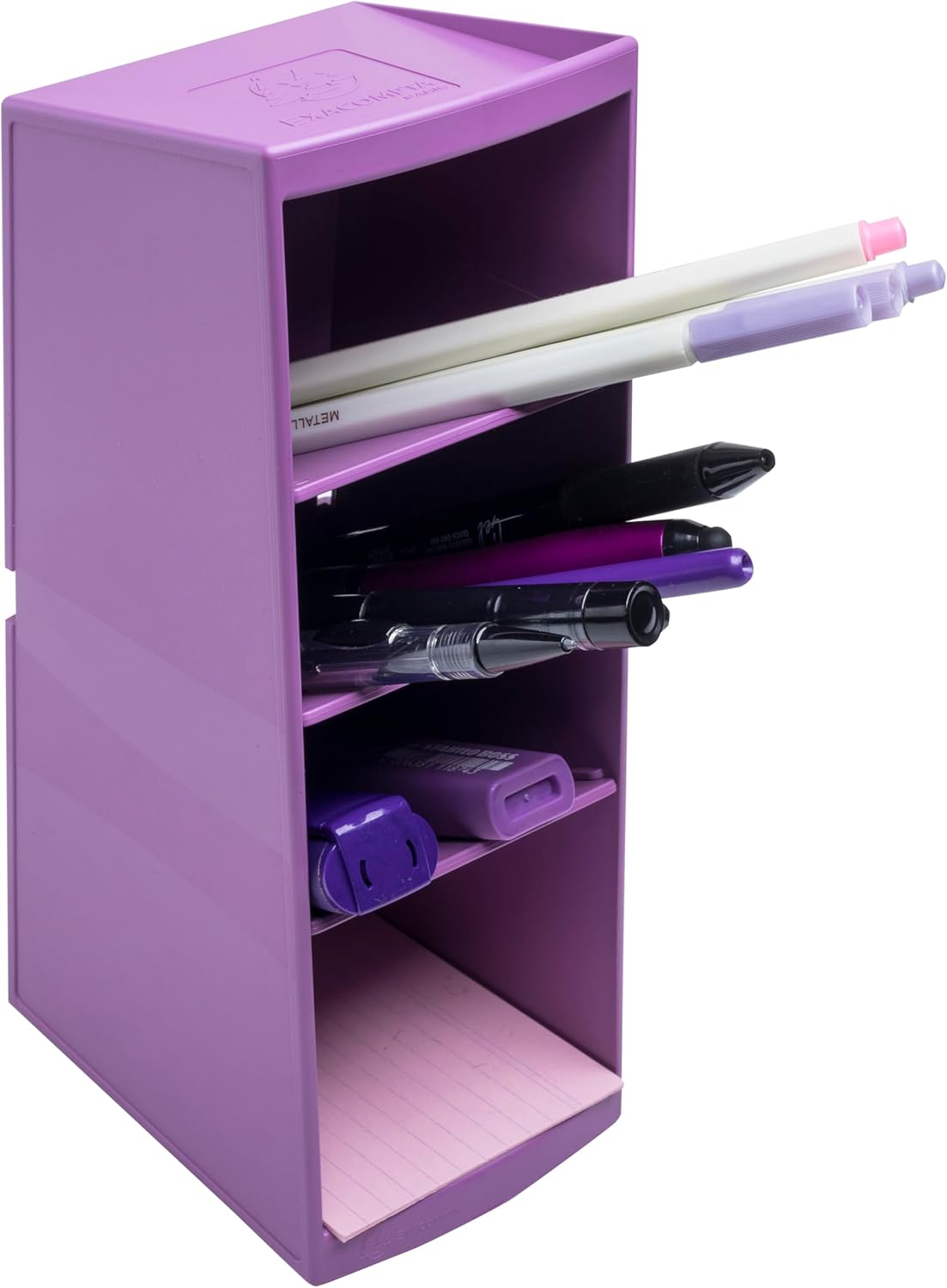 EXACOMPTA - Ref 681909D - 1 POP N'CO storage tower, 4 compartments, desk organizers for storing pens, brushes, small utensils - Dimensions 11 x 8.5 x 23 cm - Random