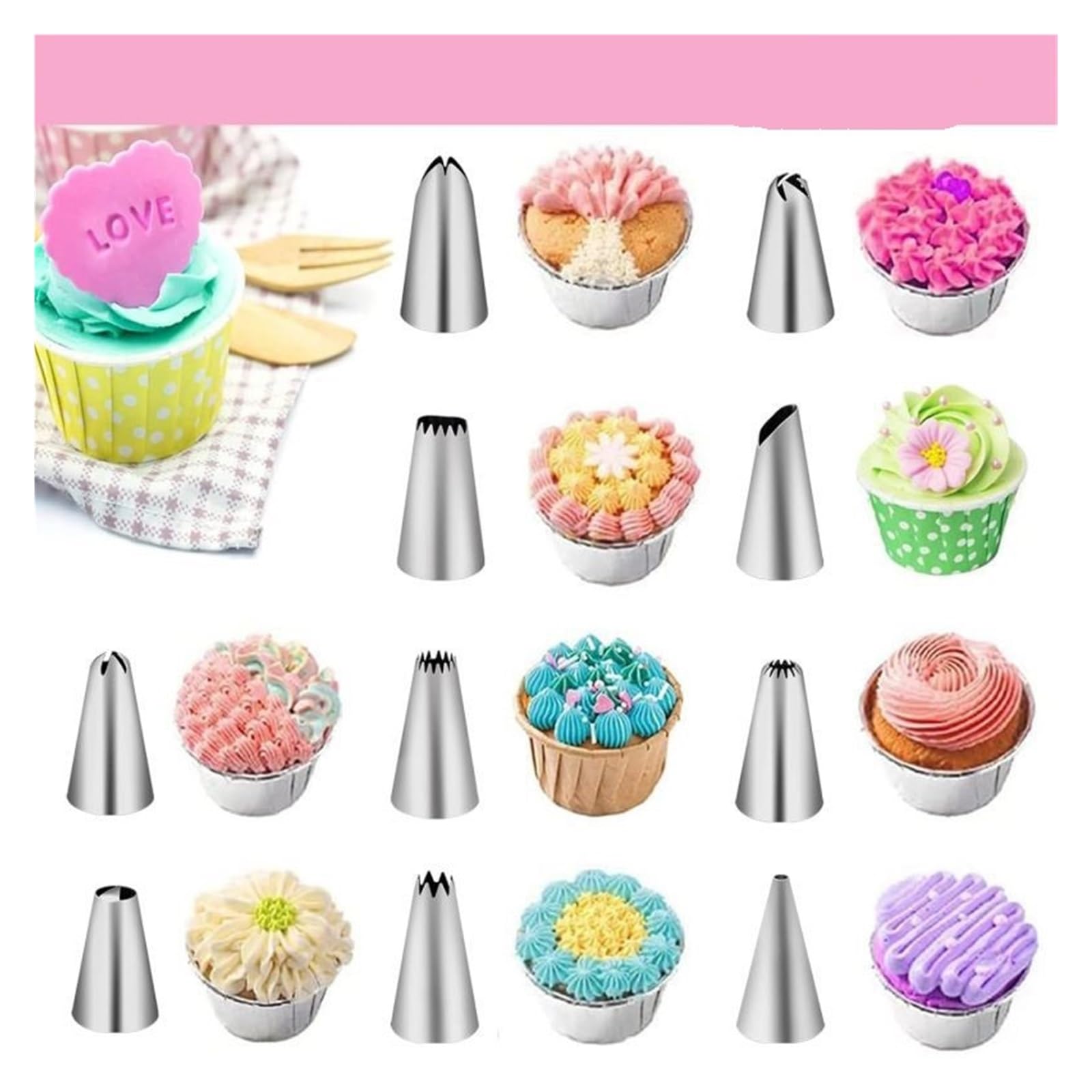 Juego de mangas pasteleras y puntas, Kit decoración DIY for pasteles, herramientas pastelería reutilizables(42PCs Blue)