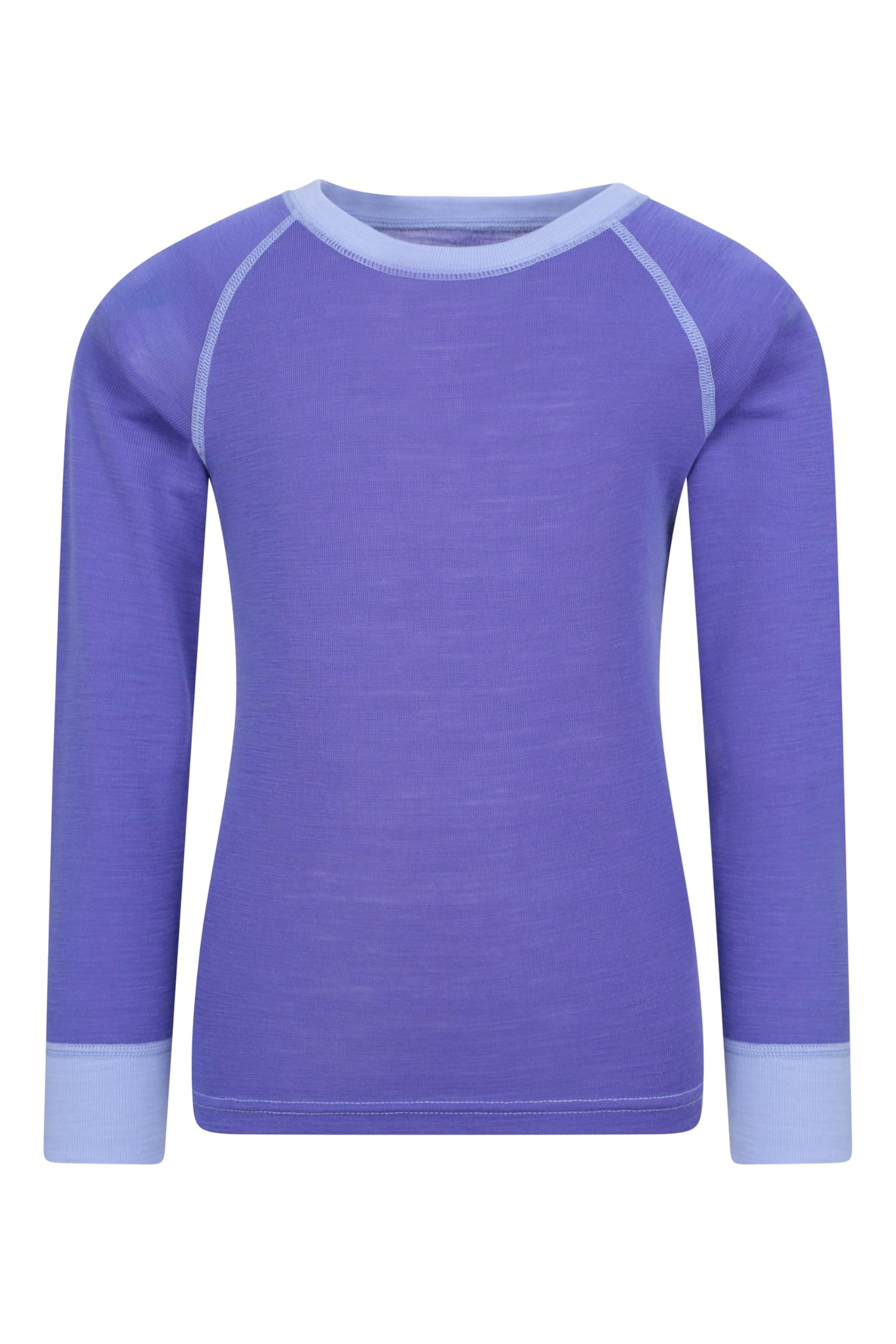 Mountain Warehouse Purple Merino Kids Round Neck Baselayer Top 3-4Y