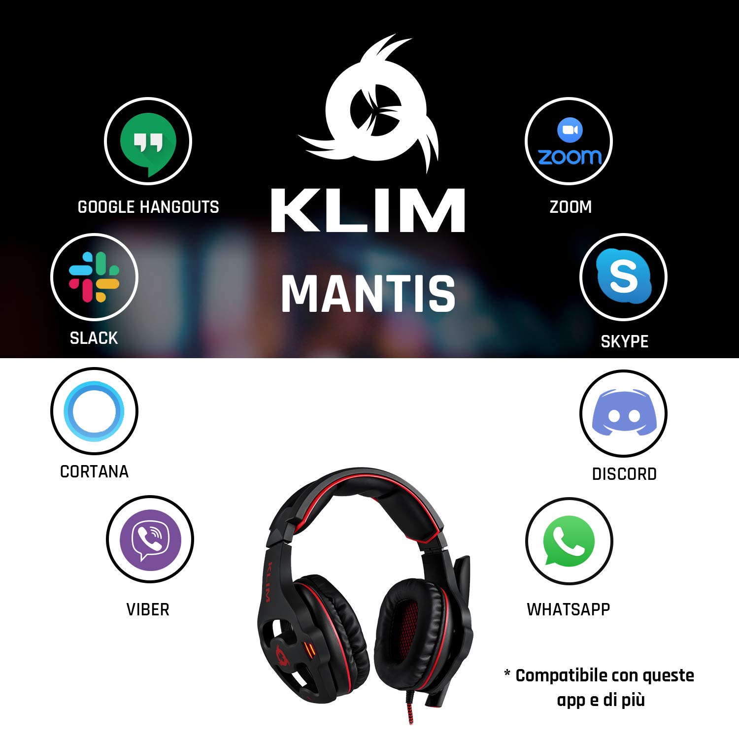 KLIM Mantis + Gaming Headset + Cuffie gaming con Microfono per PC, PS4, PS5, Nintendo Switch, Mac + Cuffie 7.1 Surround con Cancellazione Rumore Passiva + Cuffie Gaming USB + Cuffie PS5 + NUOVO