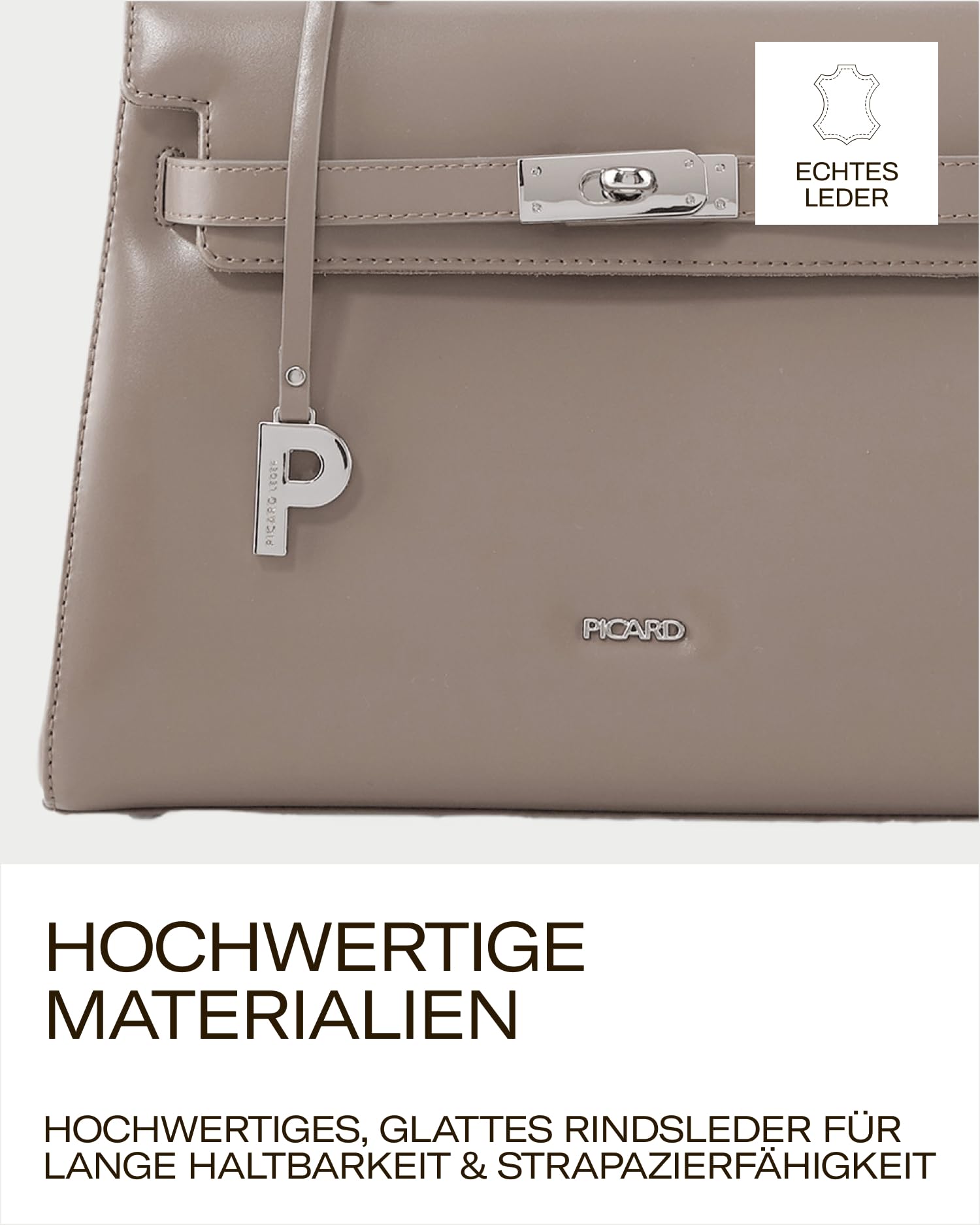 Picard Handtasche Damen Berlin | Henkeltasche aus Echtleder, gesichertem Drehverschluss & abnehmbarem Schultergurt | Umhängetasche | Elegant, modern, hochwertig | Schultertasche