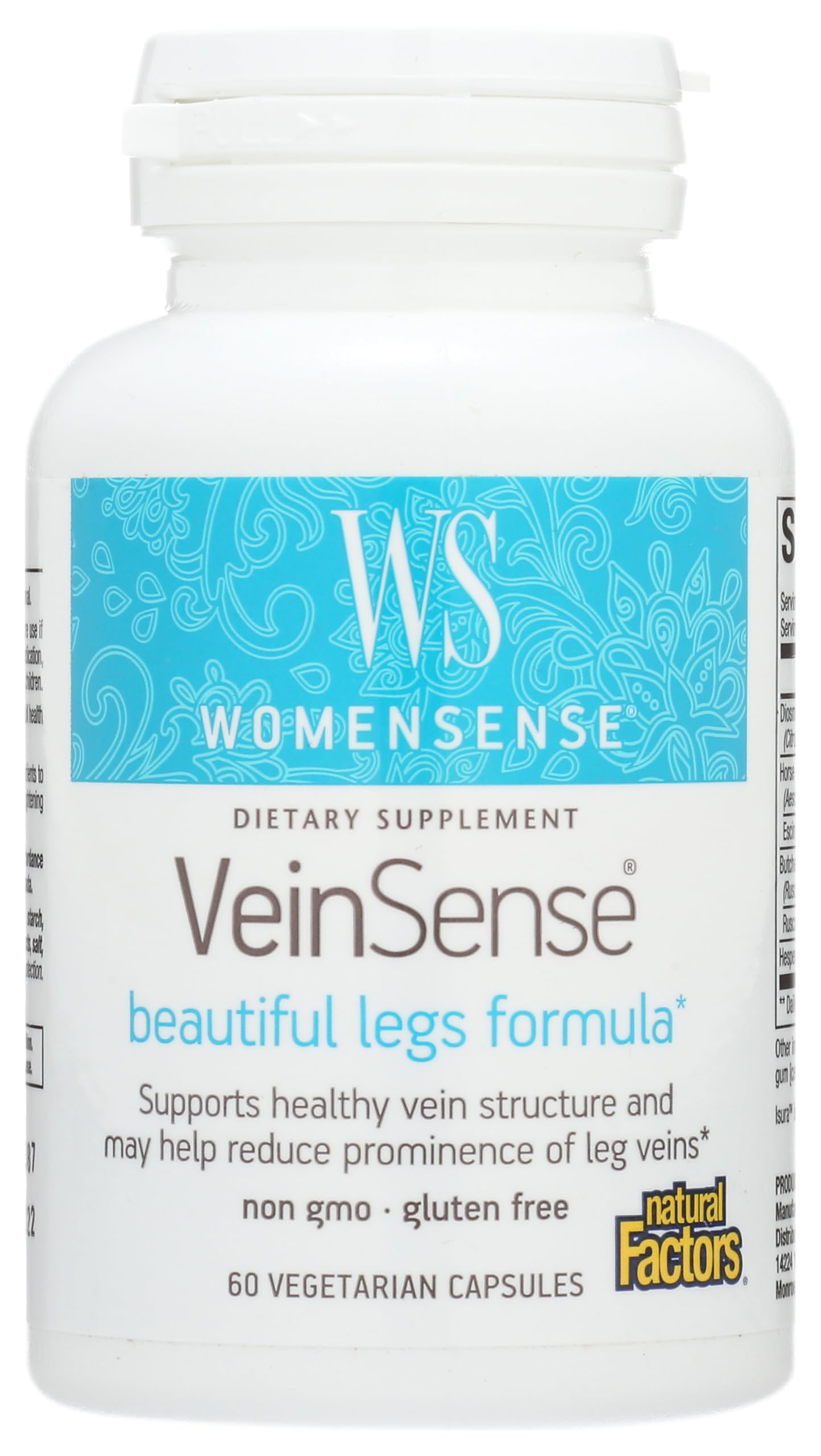 WomenSense VeinSense by Natural Factors, Beauty Supplement to Support Healthy Veins and Beautiful Legs, Vegan, Non-GMO, 60 capsules (20 servings)