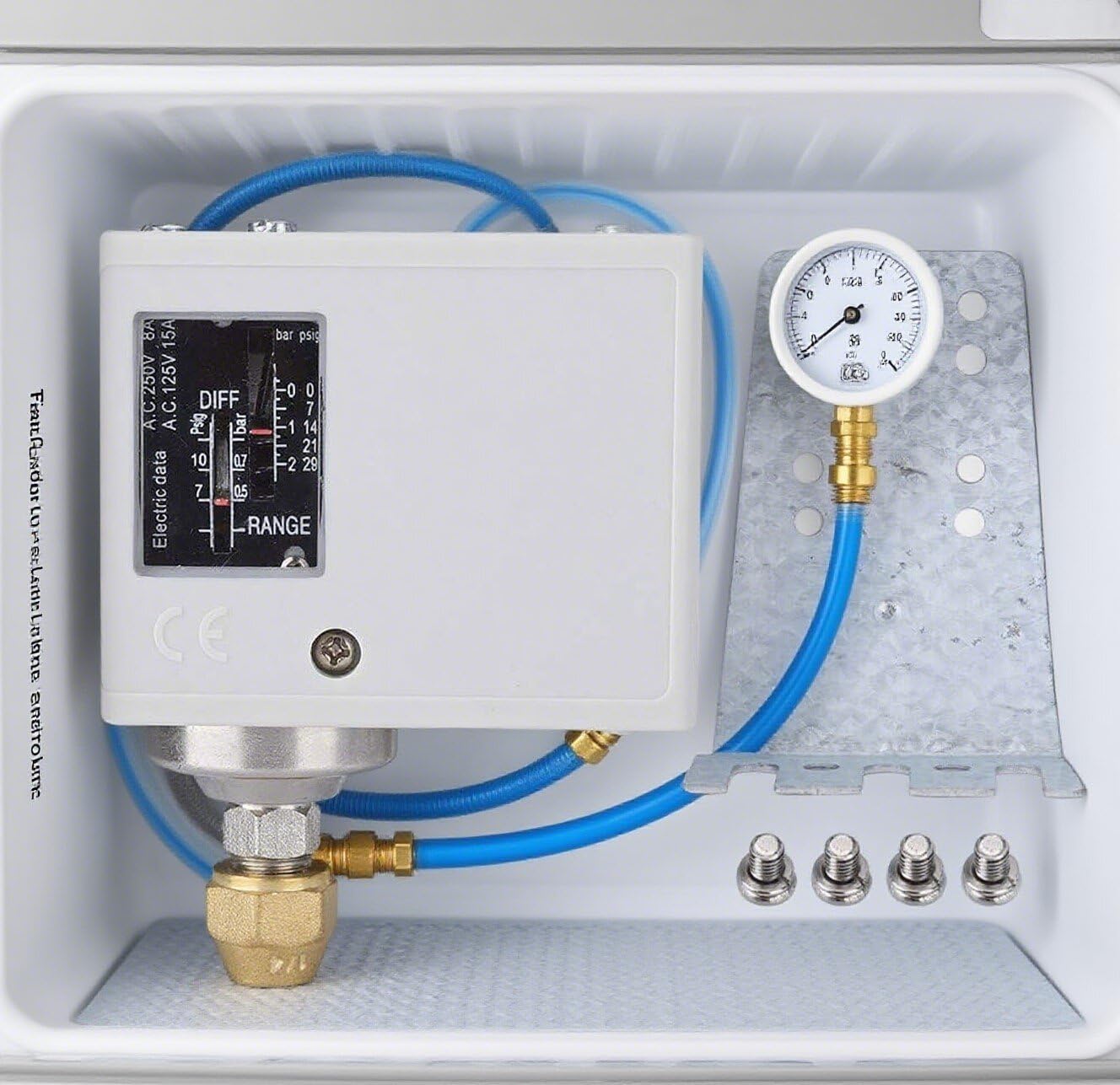 Air Water Compressor, Water Pump Pressure Control Switch Electronic Pressure Controller Control Steam Boiler Pressure Switch Single Refrigeration/Air Water Pump Compressor Pressure Switch Box