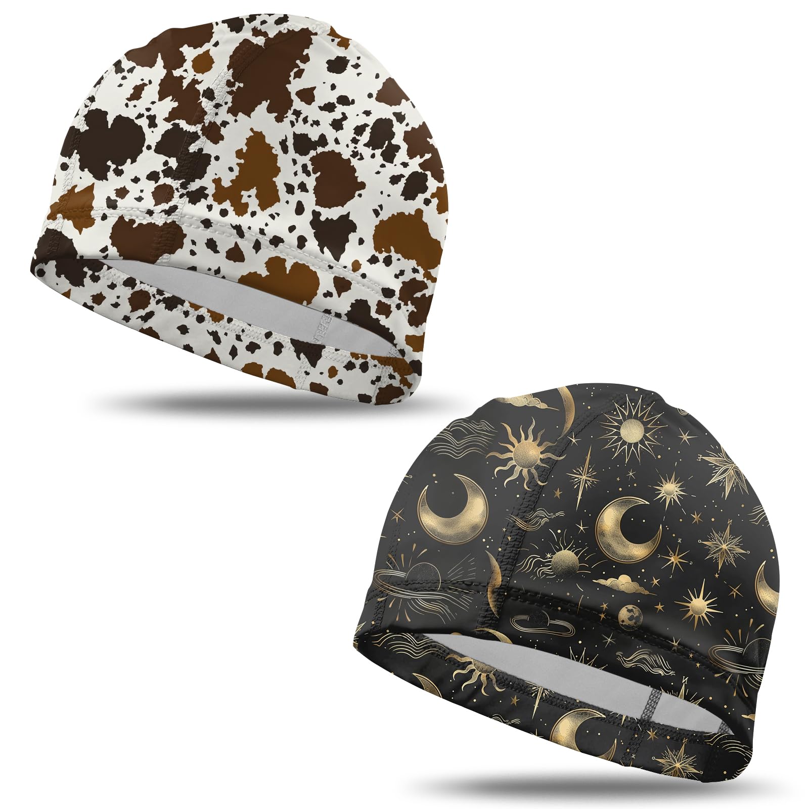 Deokke 2 PCS Fabric Swim Cap Elastic Breathable Cloth Swimming Cap Fit Short Hair Men Women Girls One Size Hat