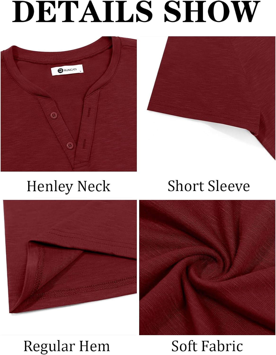 Runcati Mens Casual T Shirts Short Sleeve V Neck Linen Henley Shirt Button Basic Fashion Summer Beach Tee Tops - Image 5
