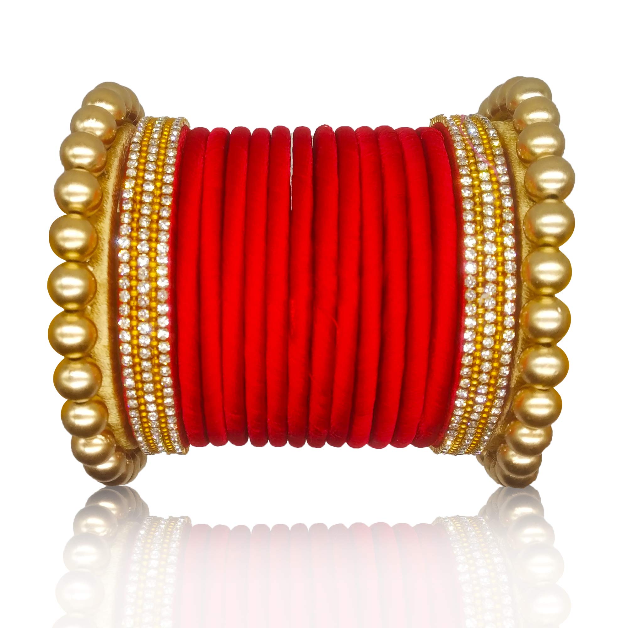 GOELX Silk Thread Bangles in Red Gold Combination - 2.2 (B08FC7G56W) Amazon Price History, Amazon Price Tracker