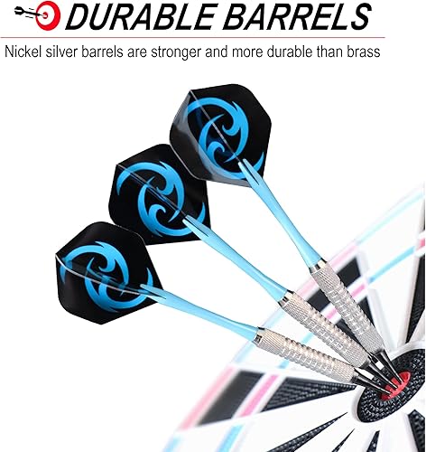 Miniatura 2 de Juego de dardos suaves, 12 paquetes con ejes de plástico de 4 colores, vuelos adicionales, puntos y protectores de vuelo