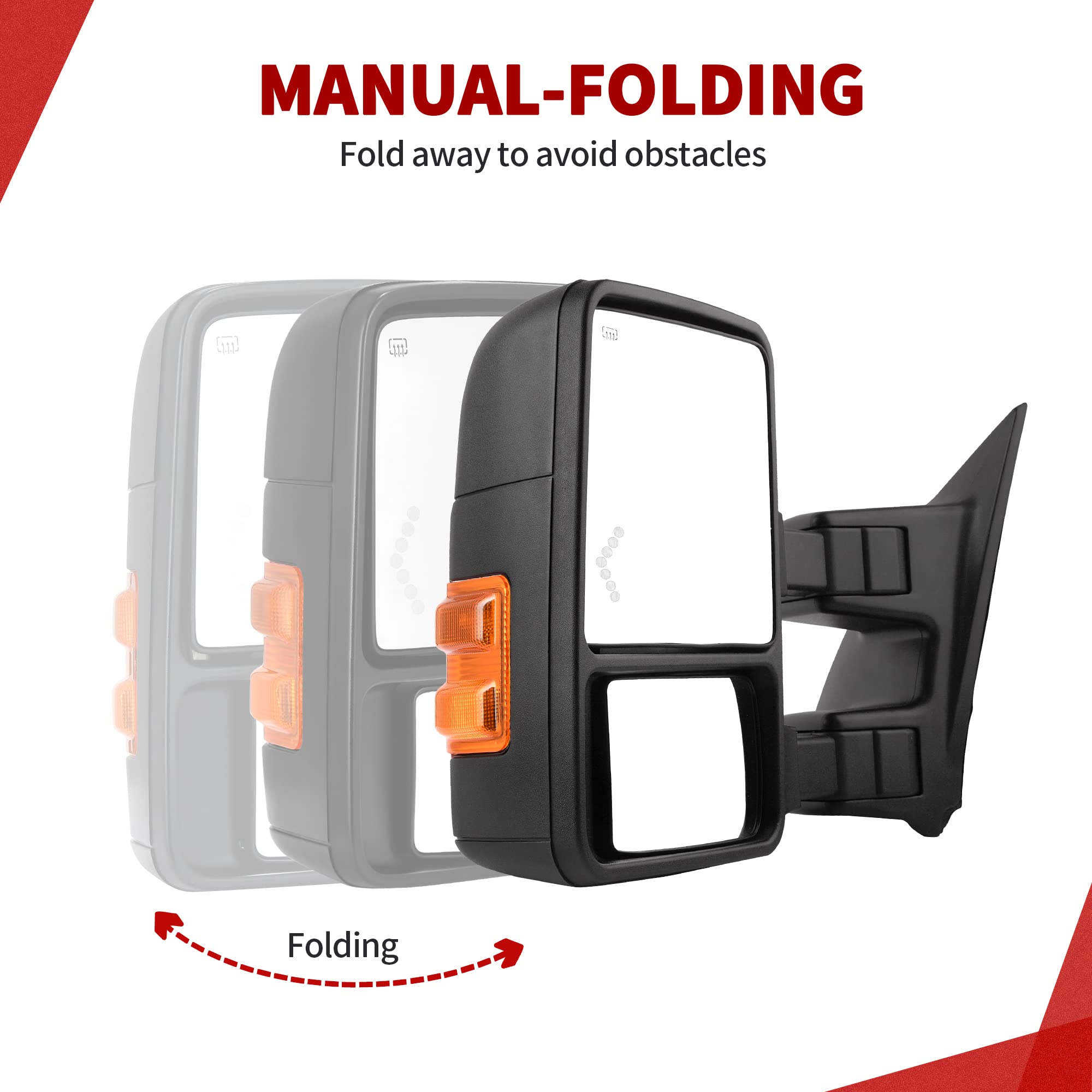 YITAMOTOR Towing Mirrors compatible for 20082016 Ford F250 F350 F450