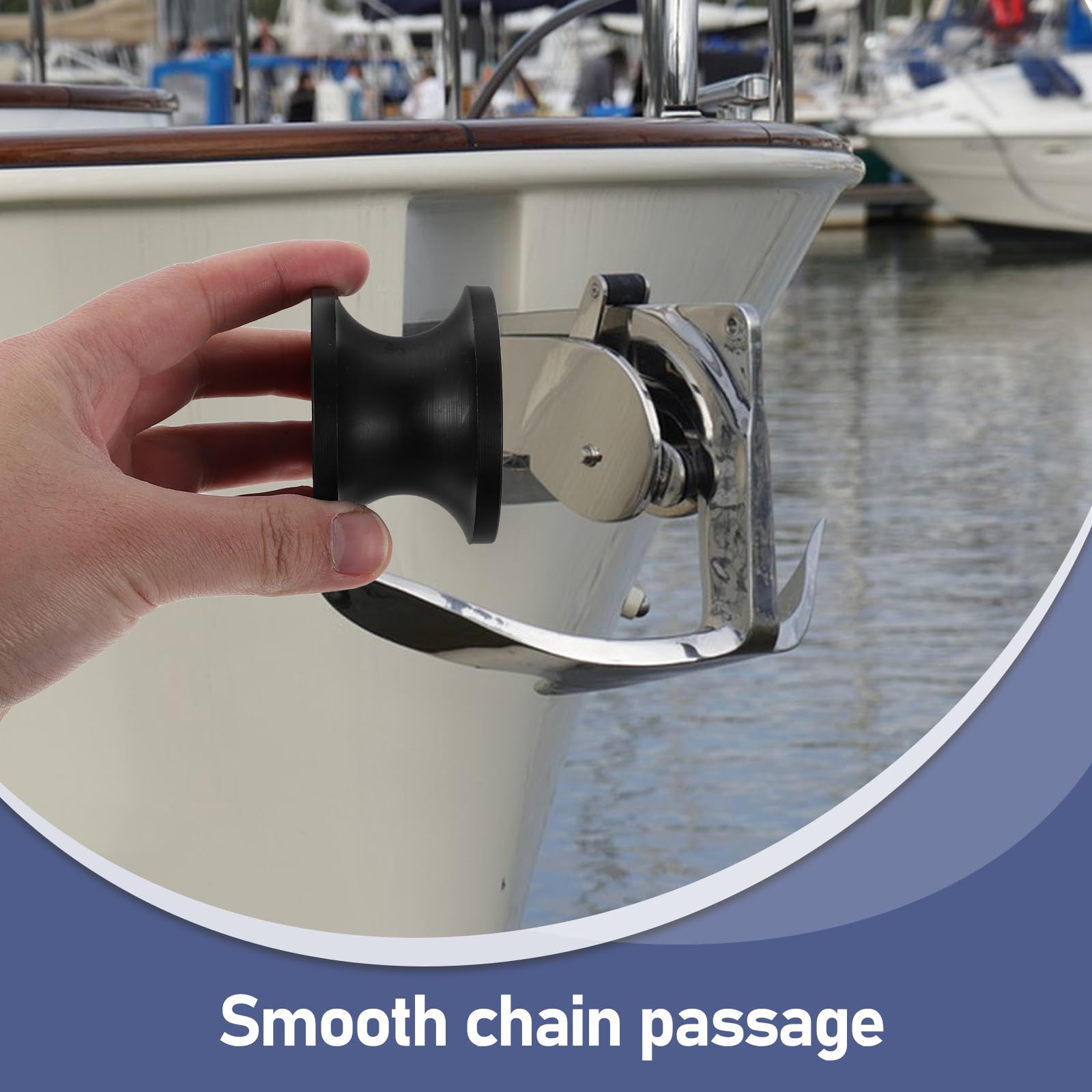 Bugrollenhalterung aus Seewasserbeständigem Nylon 62x43mm Yachtankerrolle für Segelboote und Yachten Kompakte Ankerrolle für Einfaches Ankerleinenmanagement