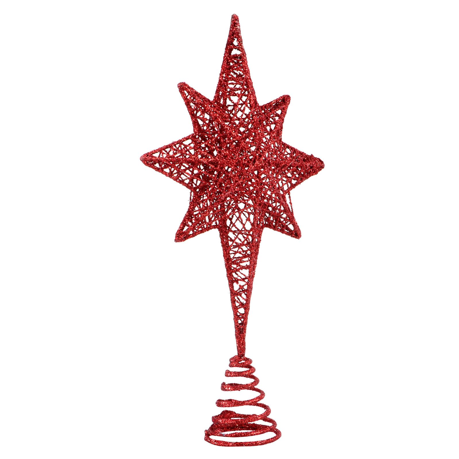 Estrella de Árbol de Navidad Roja de 16x30 Cm, Adorno Metálico para Copa