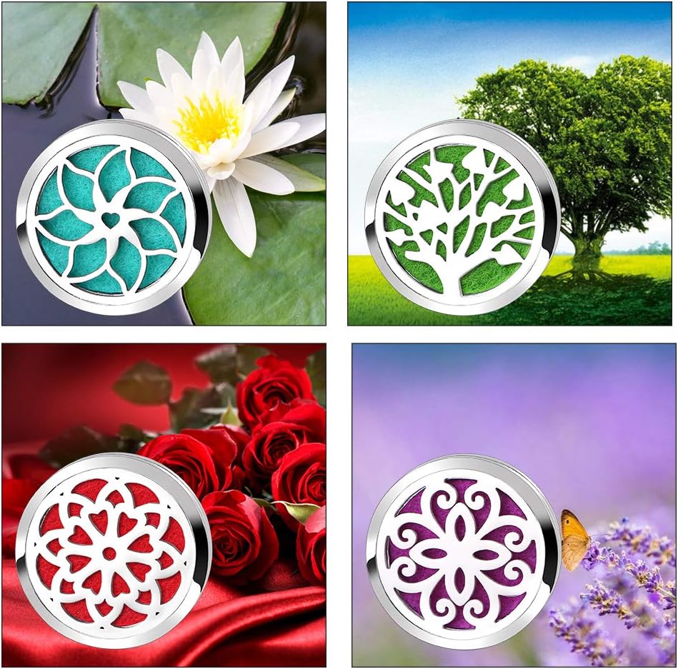 TT-Star Car Diffuser Vent Clip- 4PCS Aromatherapy Car Vent Clips Alloy Essential Oil Car Diffuser Clips with 60 Refill Pads