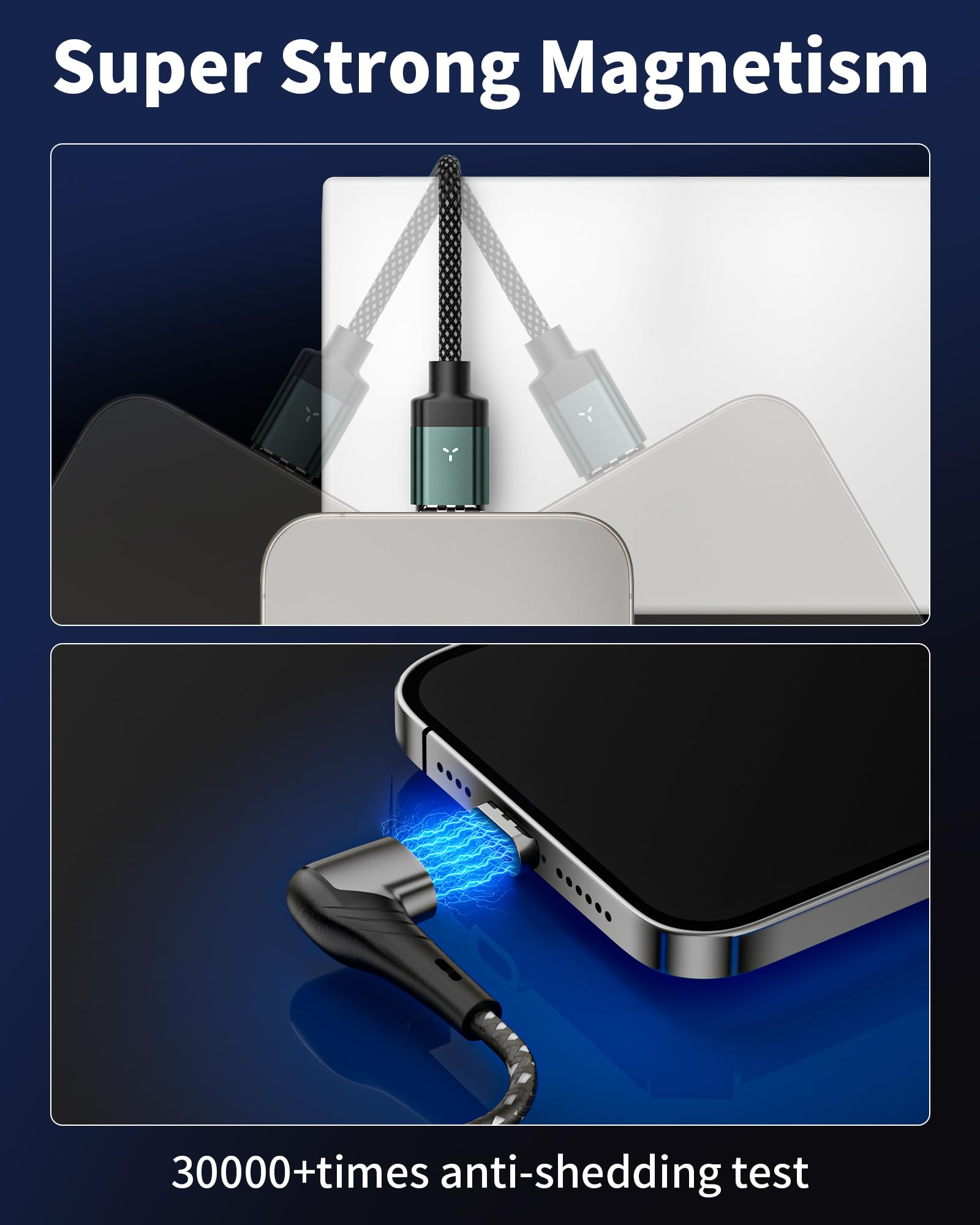 ZBF Cavo di ricarica magnetico USB C da 100 W, cavo di ricarica magnetico 2 in 1 per USB C/iOS (4 pezzi, 4/6.6/5/5FT) 480 Mbps trasferimento dati 5A ricarica rapida per telefono 17 16 15, 14, Pro Max