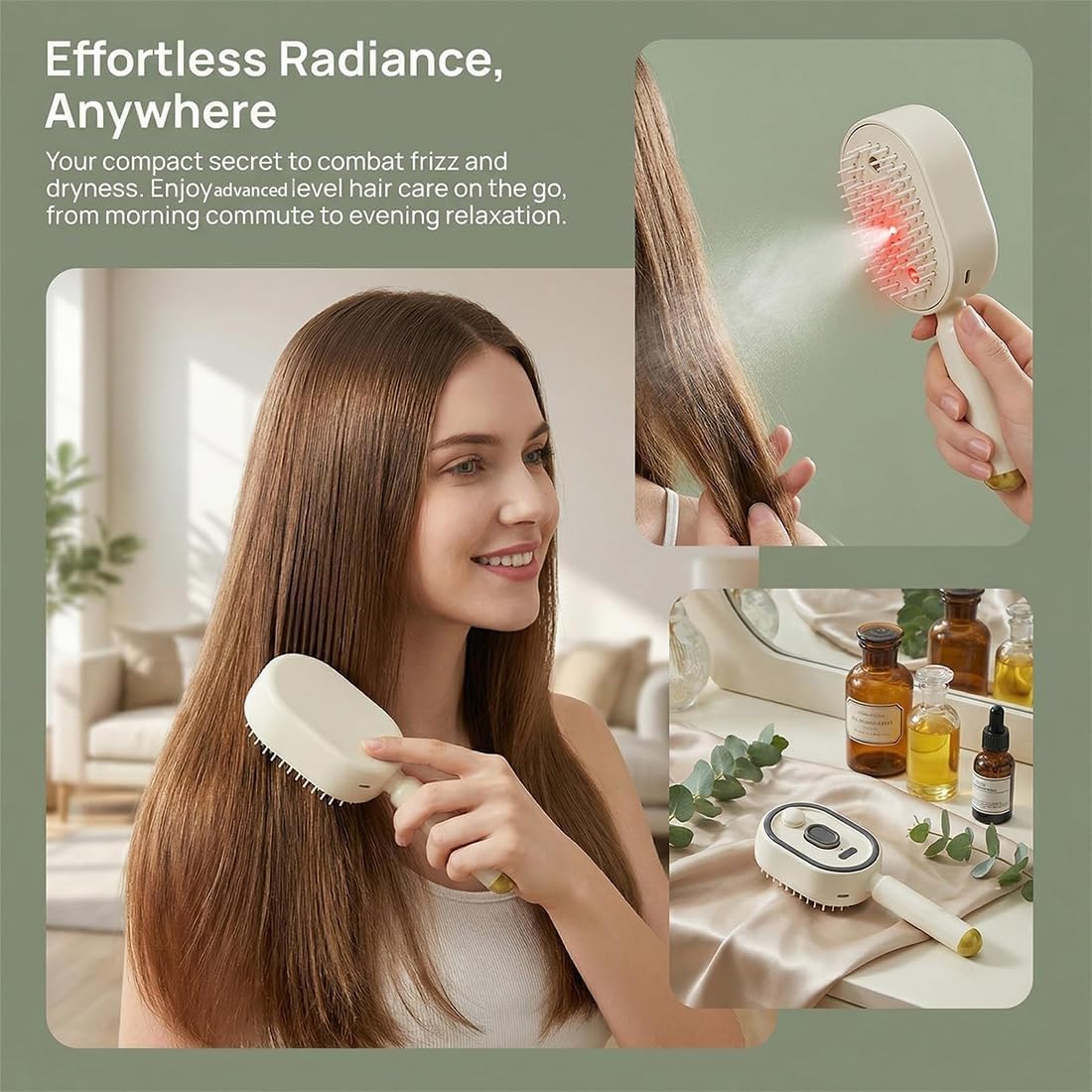 Rechargeable Electric Steaming Hair Brush, 2026 Massage Detangling Brush for Frizz Control, Anti-Static & Hair Nourishing - Spray Hair Care Tool(Pink)