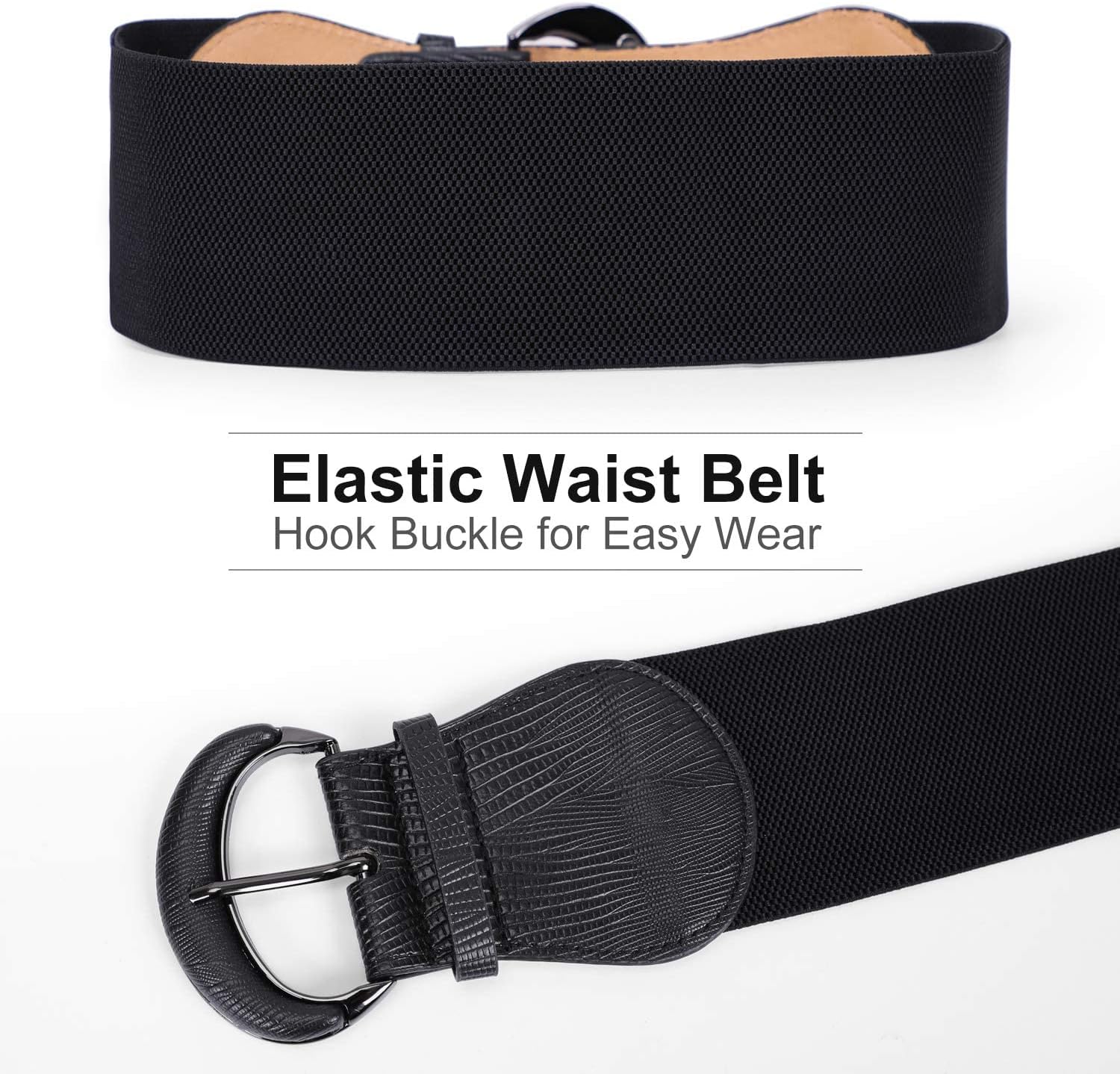 JASGOOD 3 Pack Women Stretchy Wide Waist Belt for Dress Ladies Vintage Elastic Waist Belt - Image 6