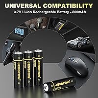 Vista 6 de JESSPOW 2 Pack 14500 Battery 3.7V Rechargeable Batteries, 800mAh I45OO Rechargeable Batteries 3.7V Battery for Flashlight, Toys etc.