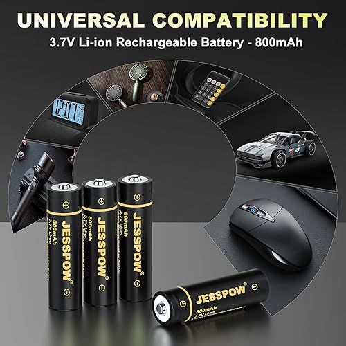 Miniatura 6 de JESSPOW Paquete de 2 baterías recargables 14500 de 3.7 V, 800 mAh 14500 baterías recargables de 3.7 V para linterna, juguetes, etc.