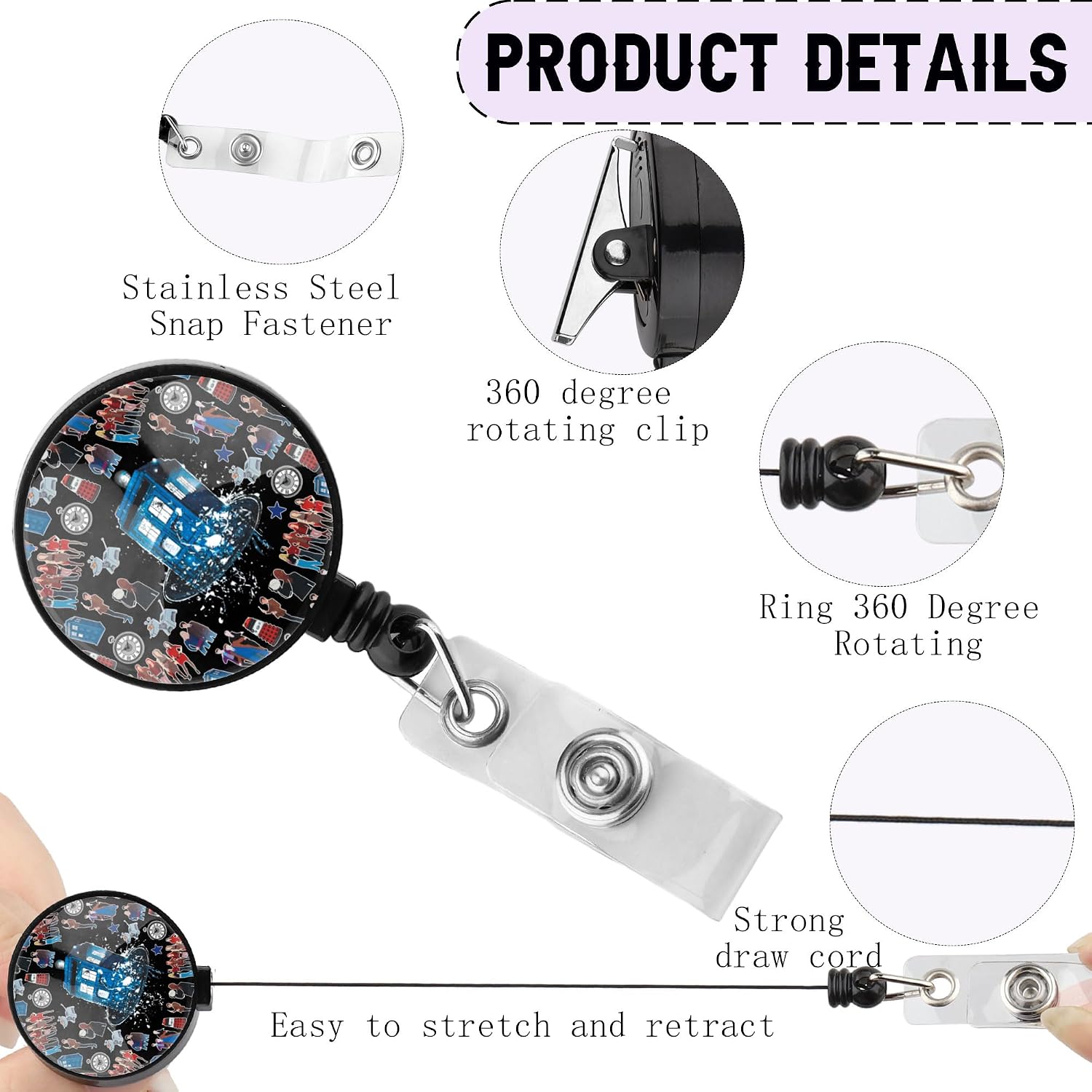 Science Fiction Movie Badge Holder TV Show Gifts Retractable Badge Reel with Belt Clip for Fan Gift image 3