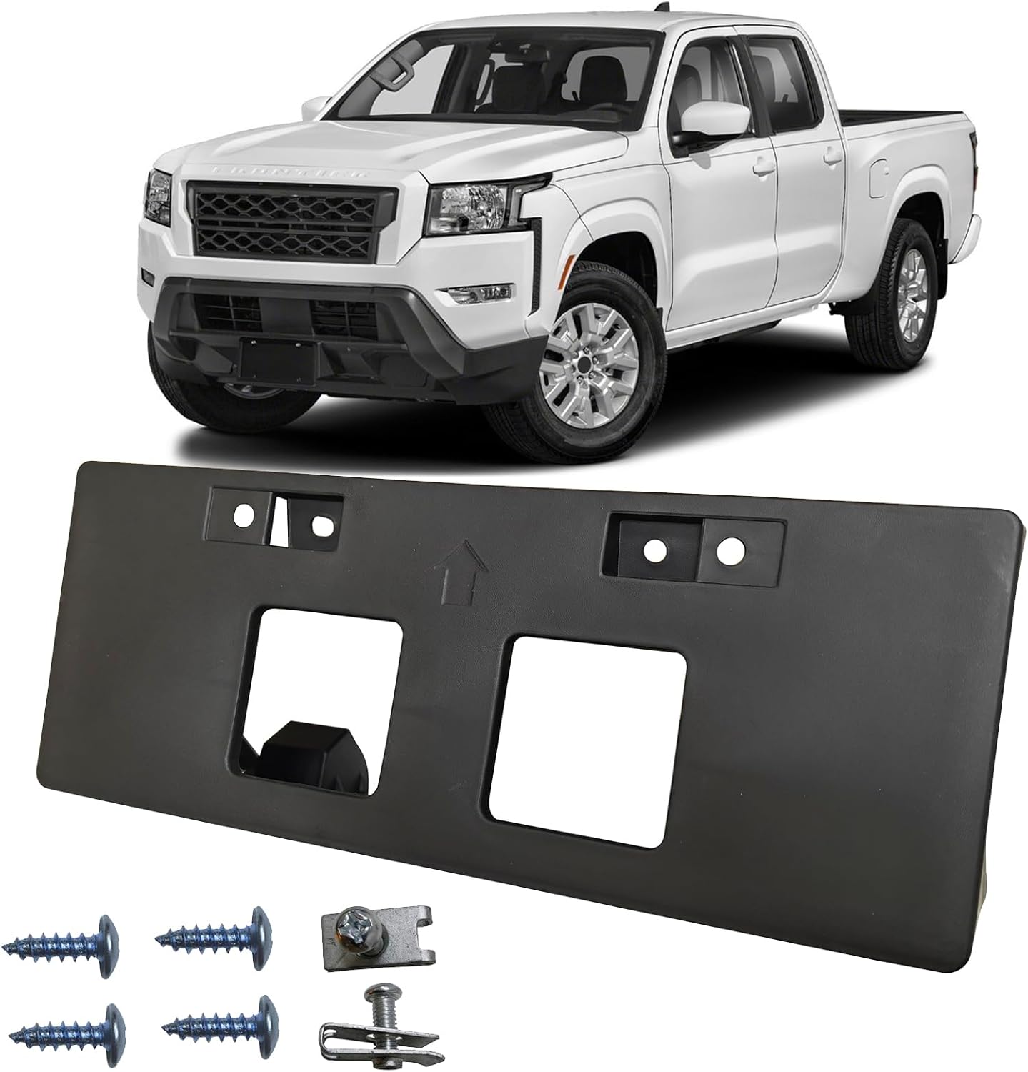 Front License Plate Frame Mounting Bracket Tag Holder Textured Black Fits for 2022 2023 2024 Nissan Frontier Replace 96210-9BU0A