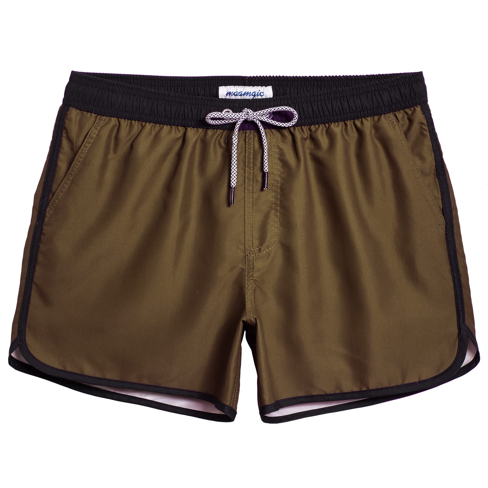 maamgic Mens Boys Short 80s 90s Vintage Swim Trunks with Mesh Lining Quick Dry Swim Suits Board Shorts